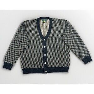 VINTAGE Eclectic Grandpa Charter Club Men’s Lrg Wool Cardigan Sweater Grey EVC